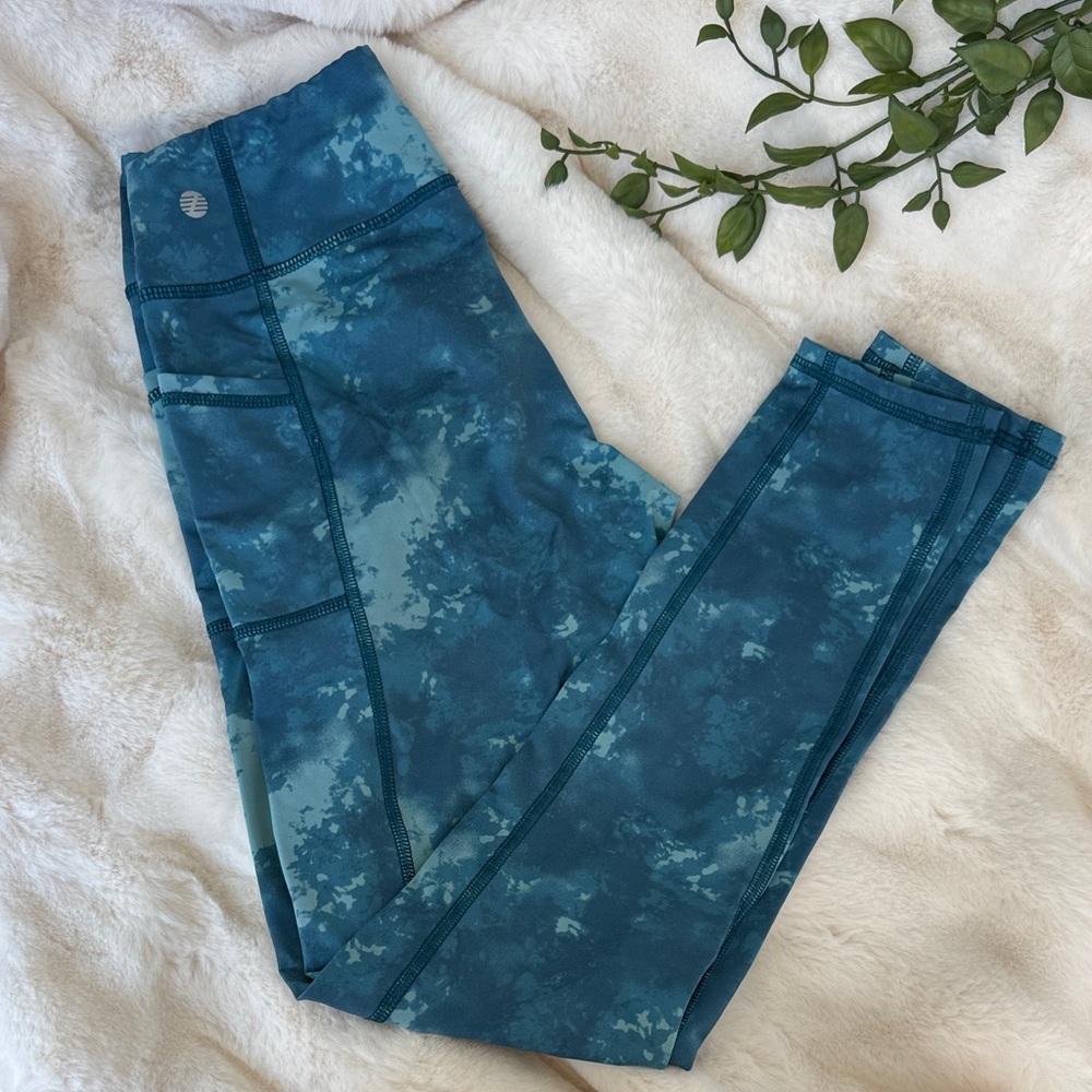 Zella Teal Blue Tie-Dye Leggings